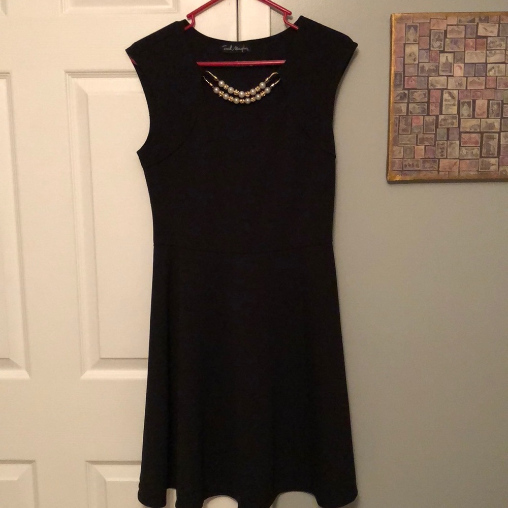 Black dress with built-in necklace